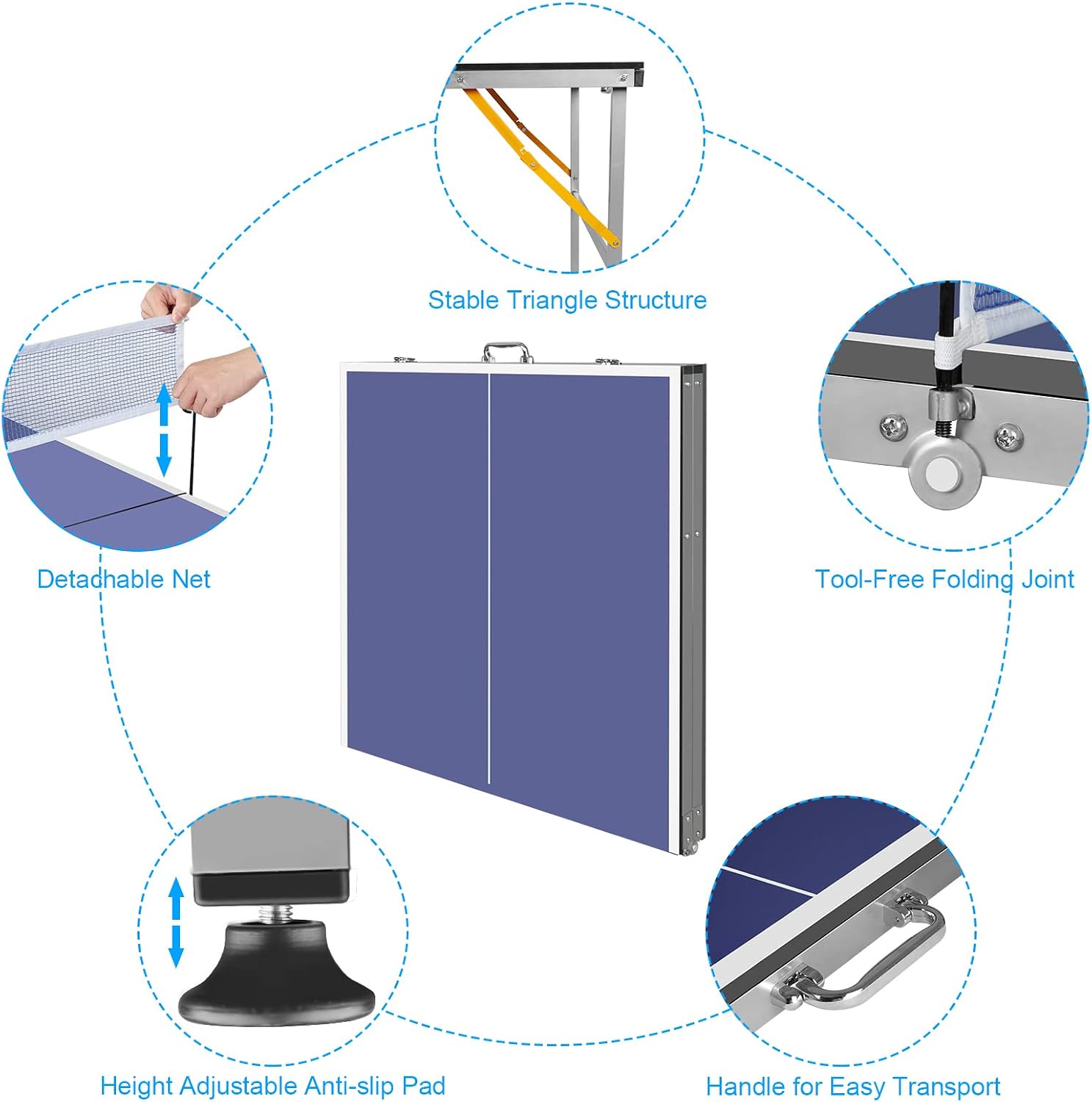 6FT Foldable MDF Ping Pong Table Set
