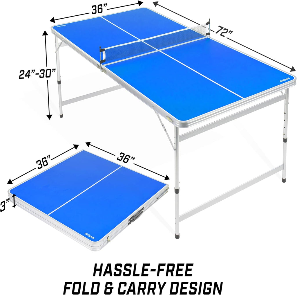 Adjustable Height 6x3ft Ping Pong Table Set