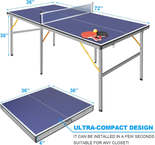 6x3ft Foldable Portable Ping Pong Table