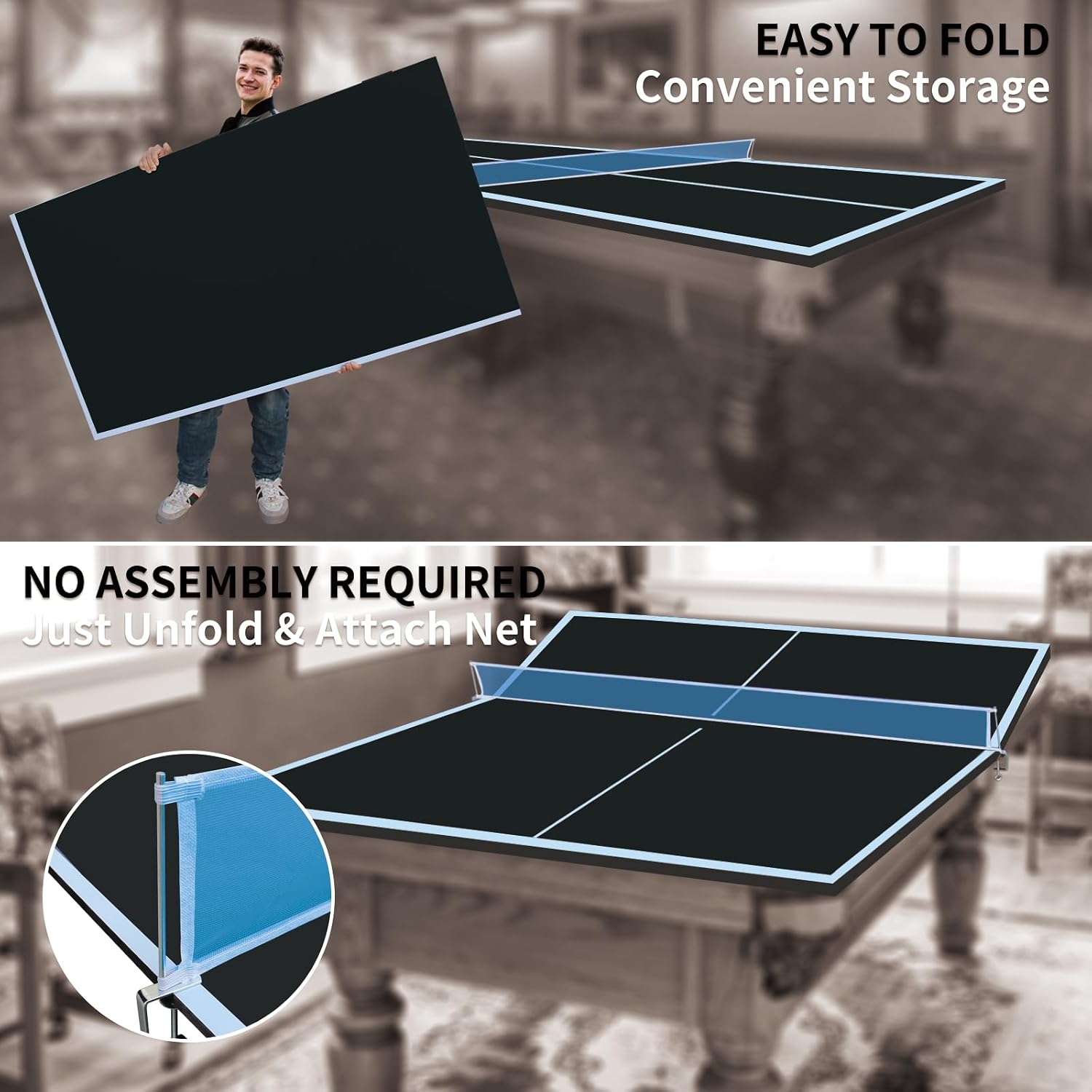 8×4ft Foldable Ping Pong Conversion Top