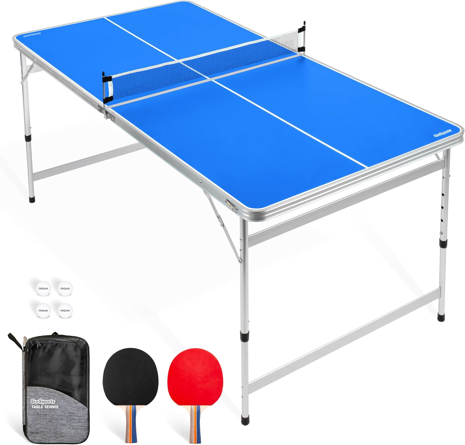 Adjustable Height 6x3ft Ping Pong Table Set
