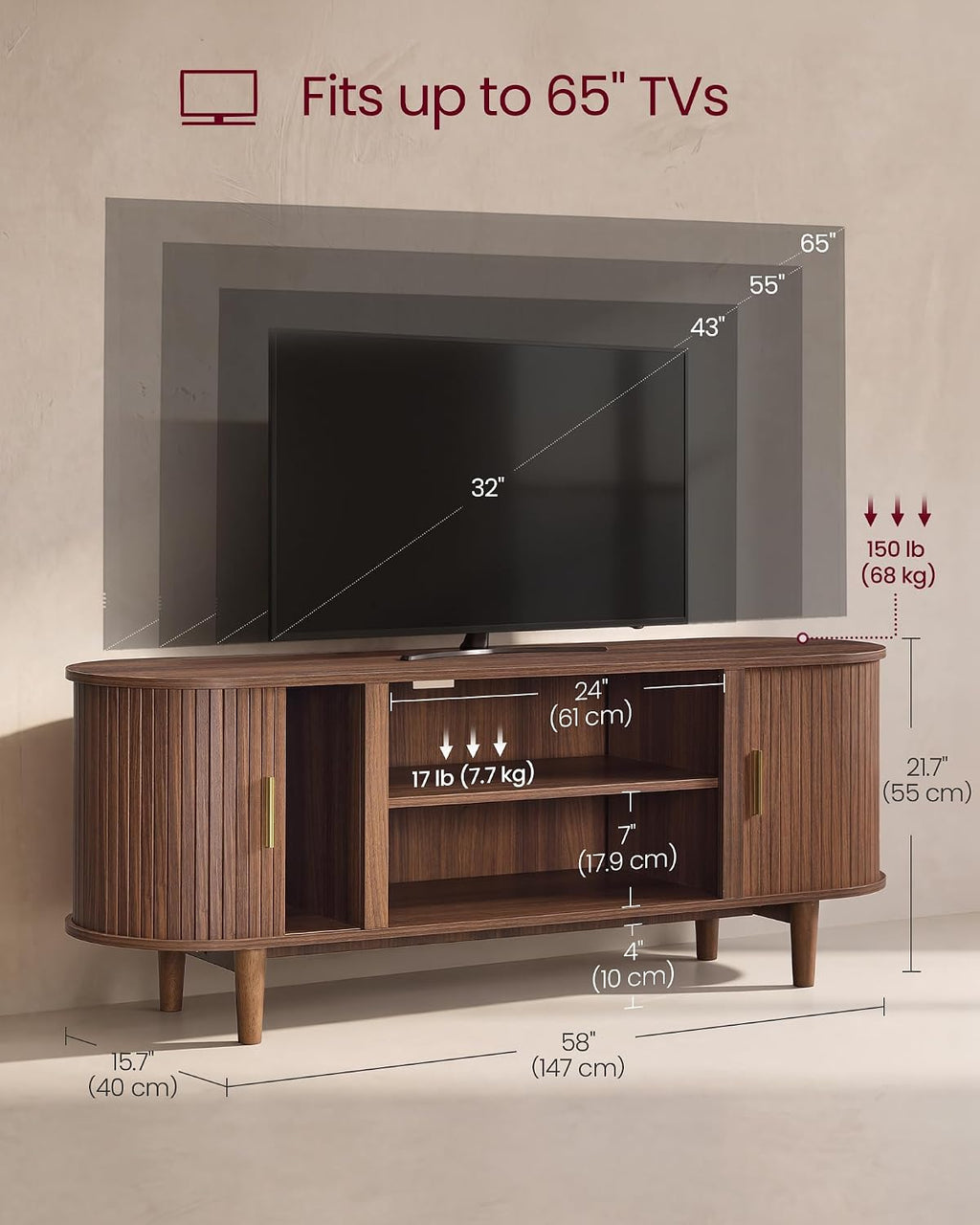 Mid Century Fluted TV Stand
