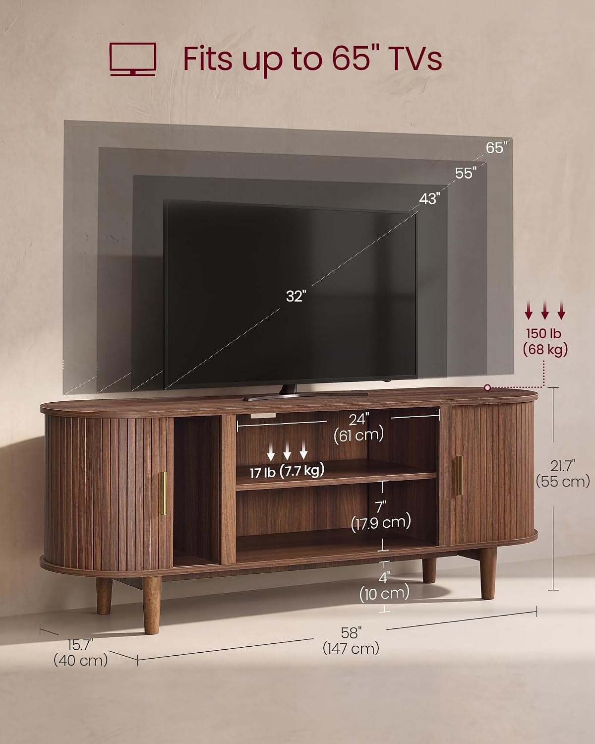 Mid Century Fluted TV Stand