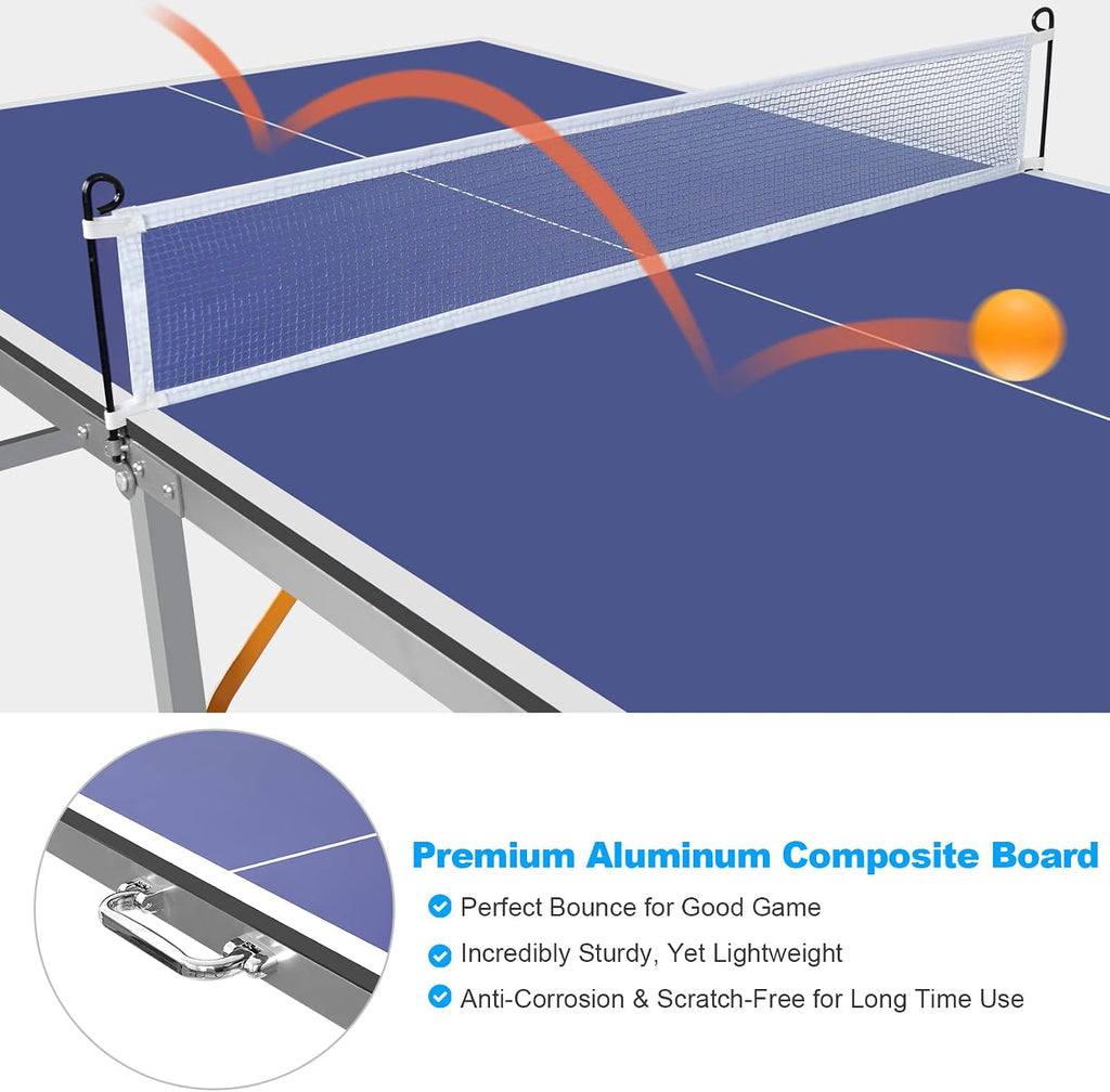 6FT Foldable MDF Ping Pong Table Set
