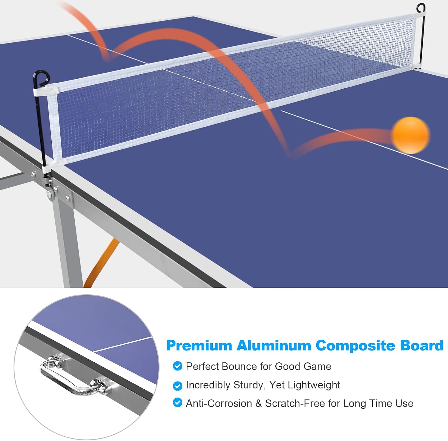6FT Foldable MDF Ping Pong Table Set