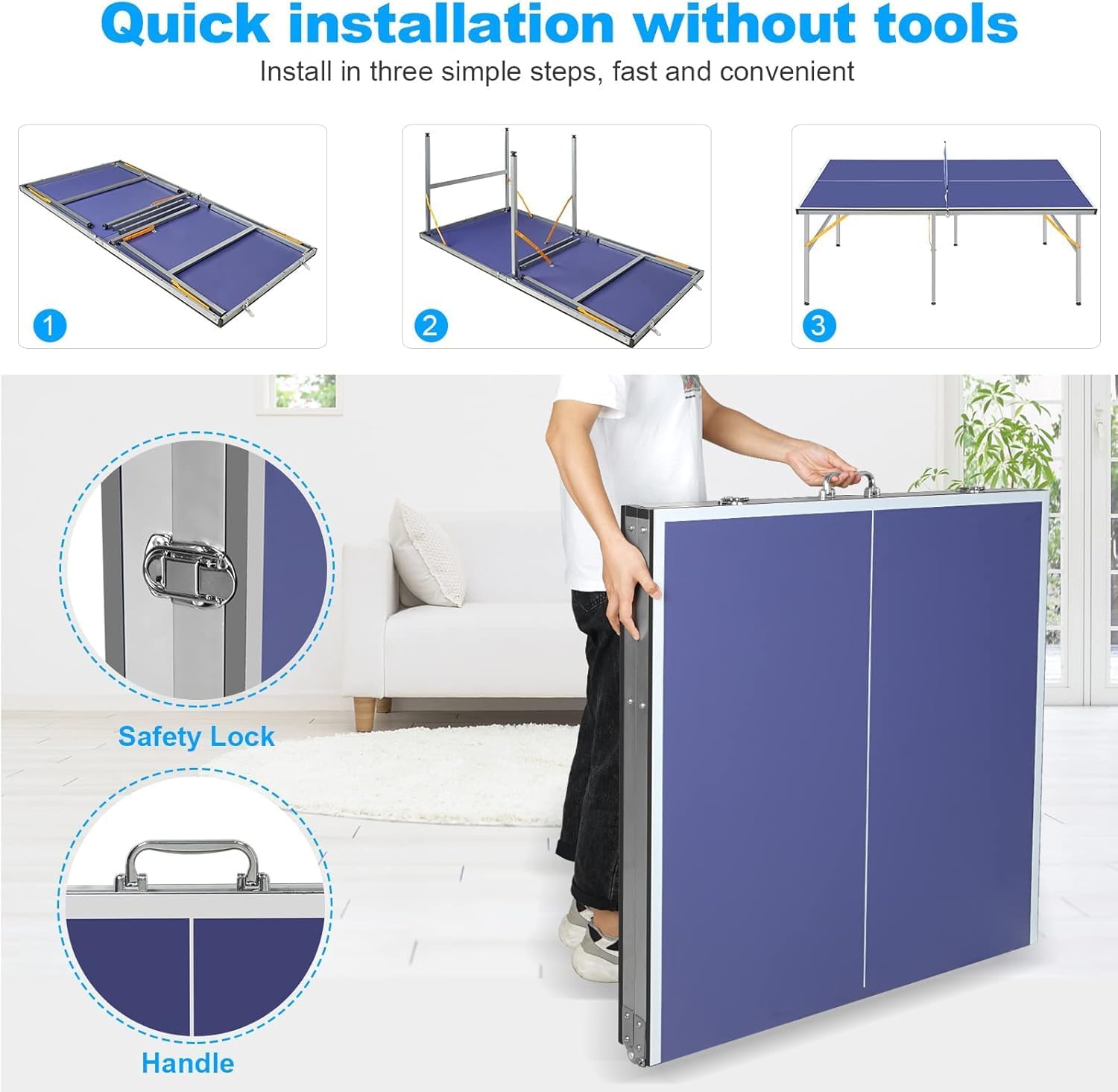 6x3ft Foldable Portable Ping Pong Table