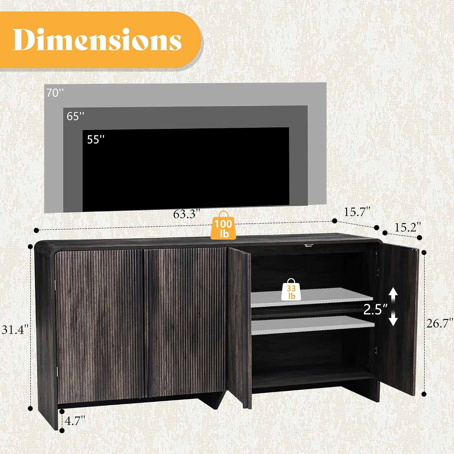 Modern Fluted TV Stand