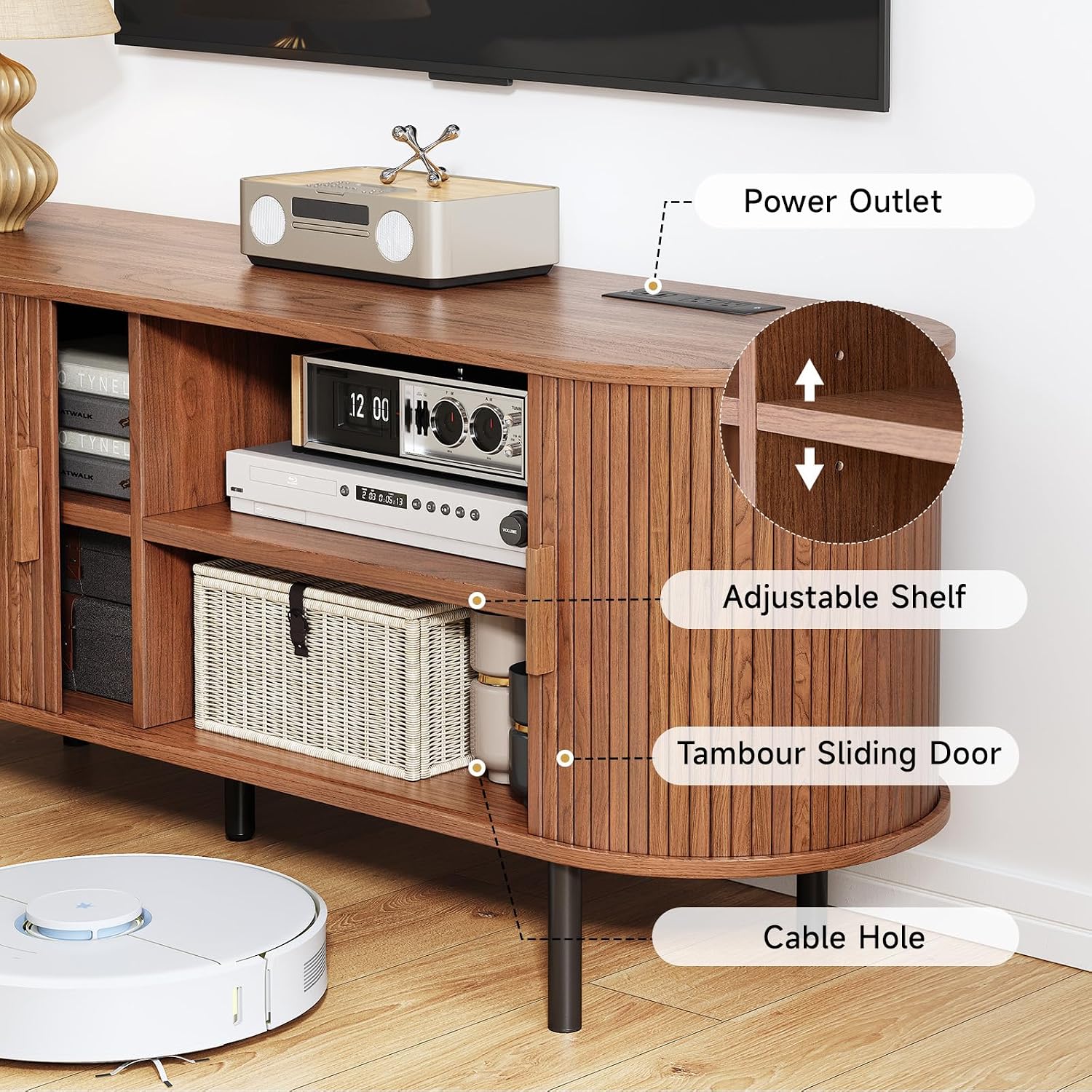 Mid-Century Fluted TV Stand