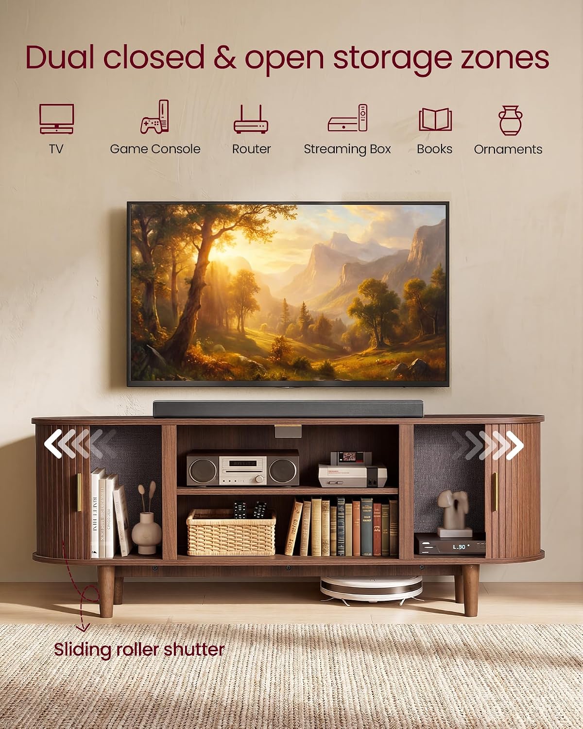Mid Century Fluted TV Stand