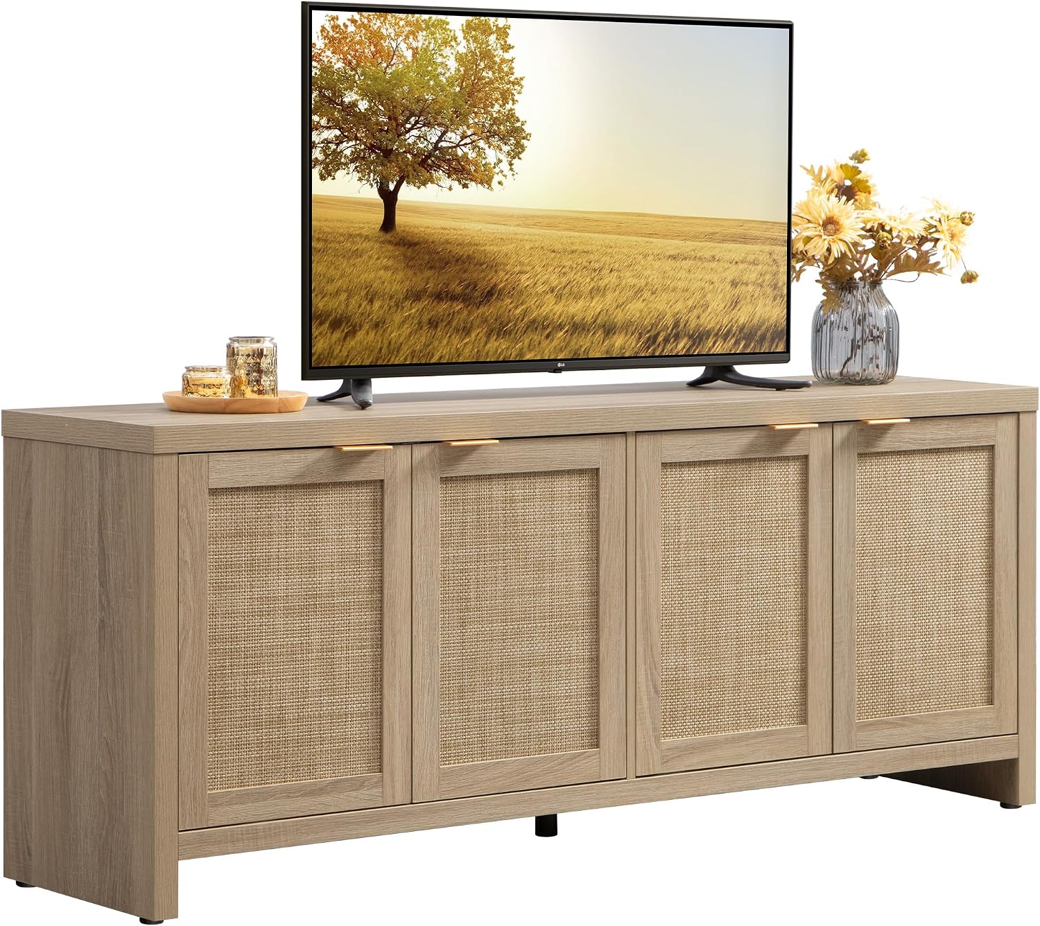 Boho Rattan TV Stand