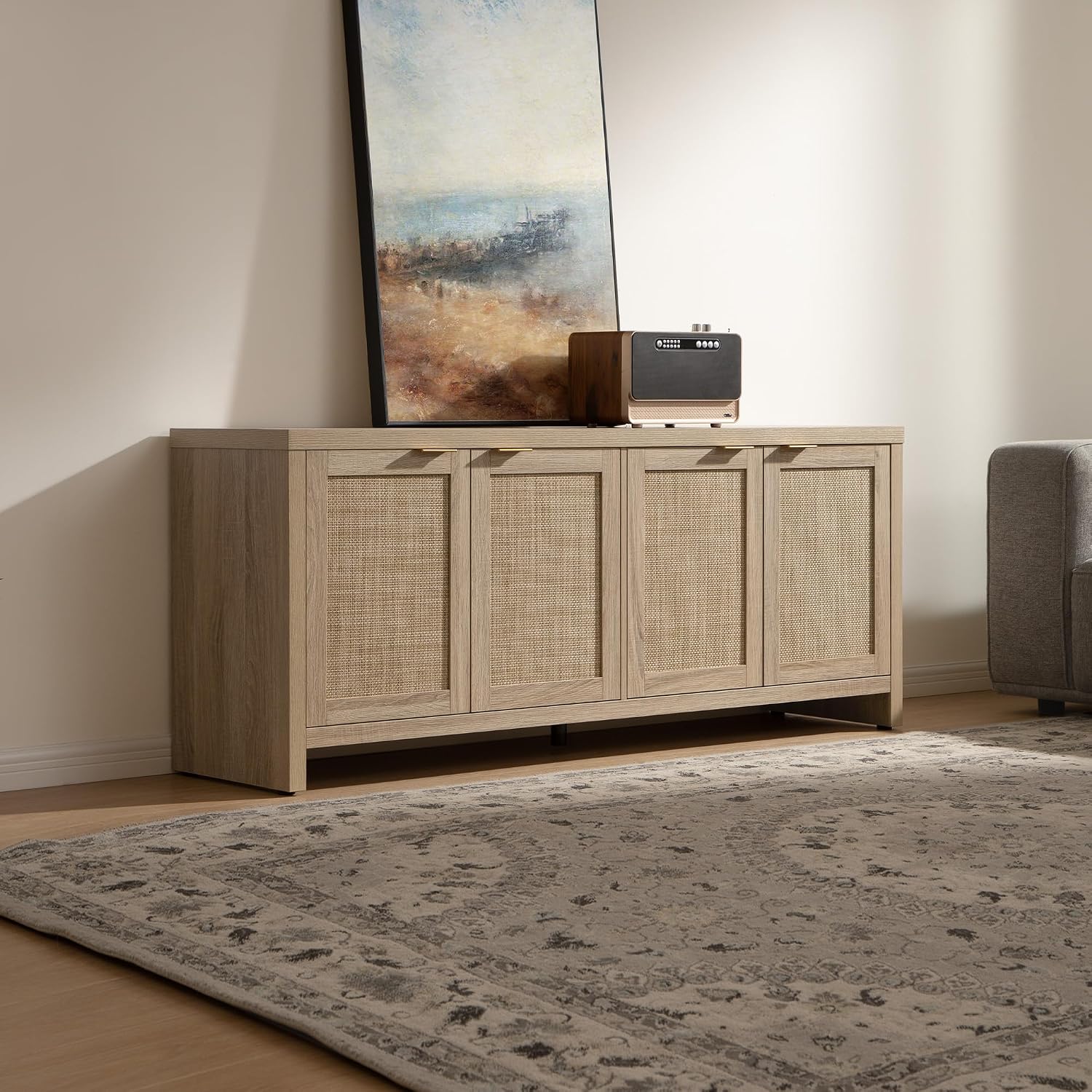 Boho Rattan TV Stand