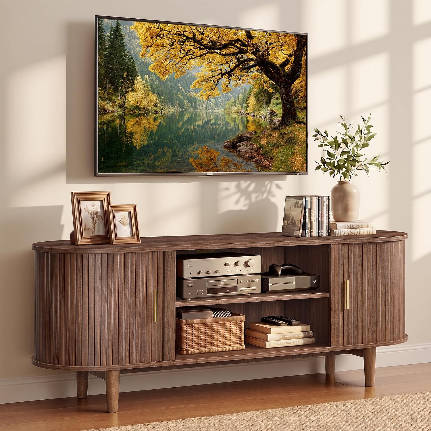 Mid Century Fluted TV Stand