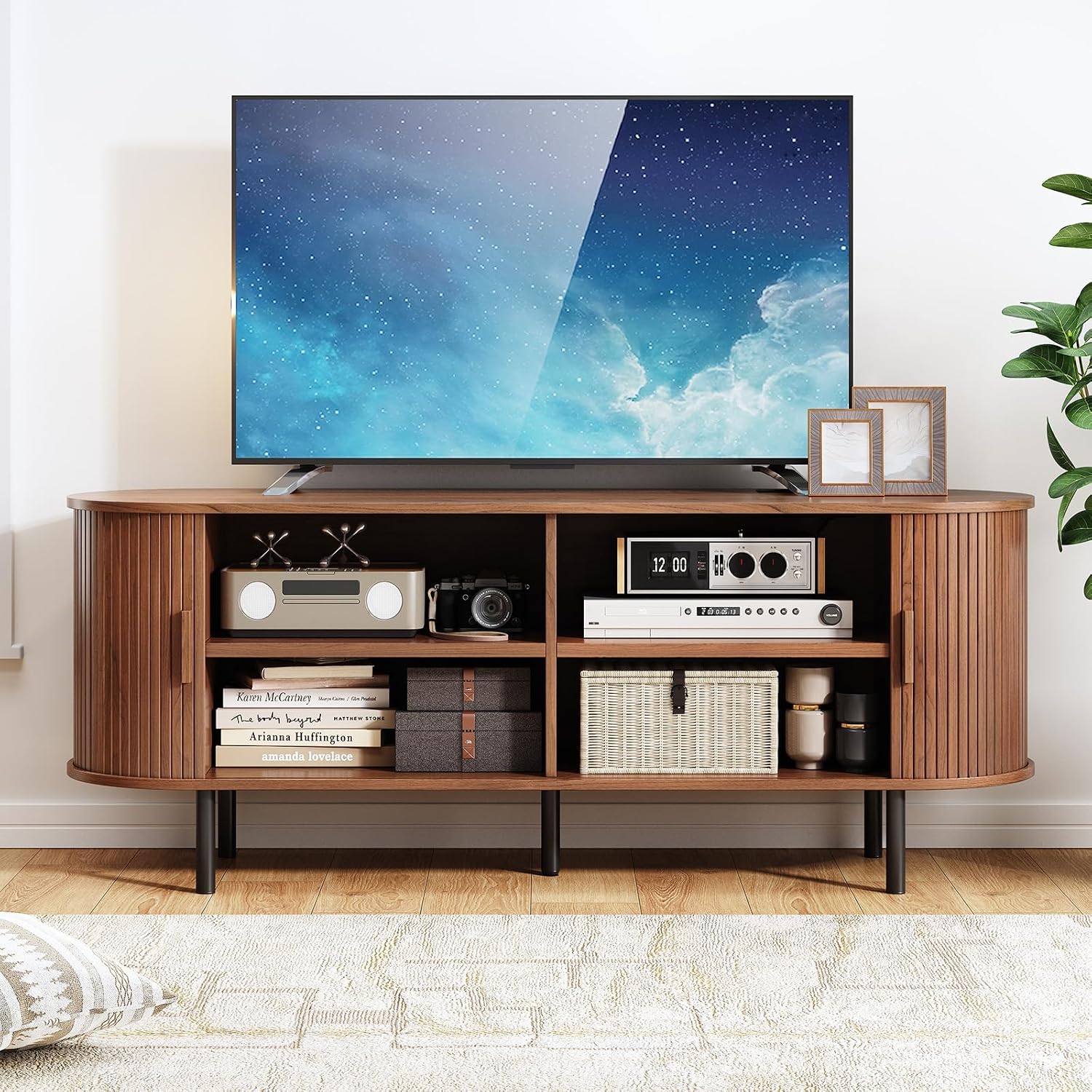 Mid-Century Fluted TV Stand