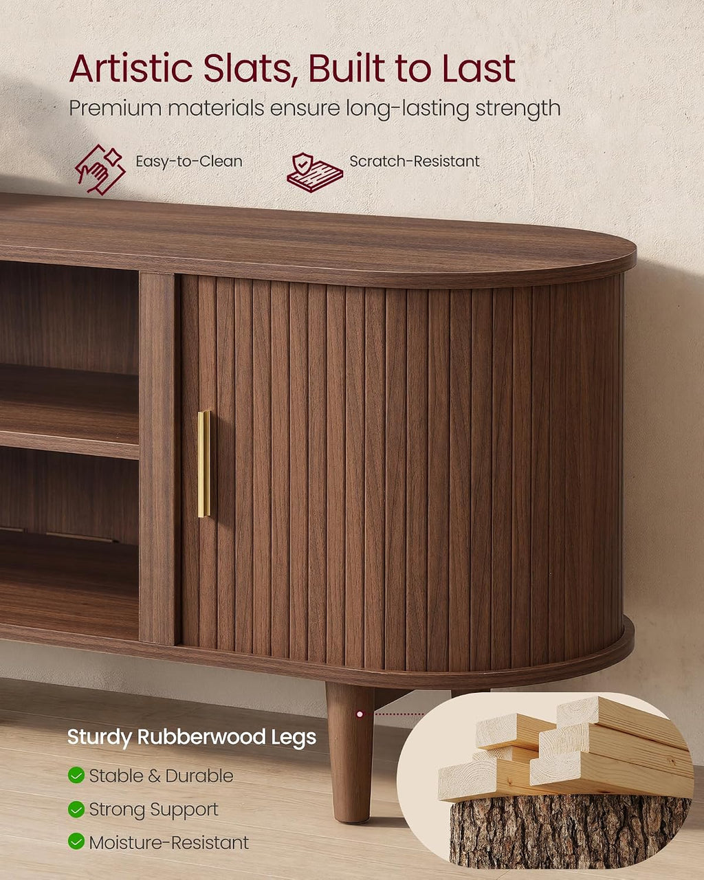 Mid Century Fluted TV Stand