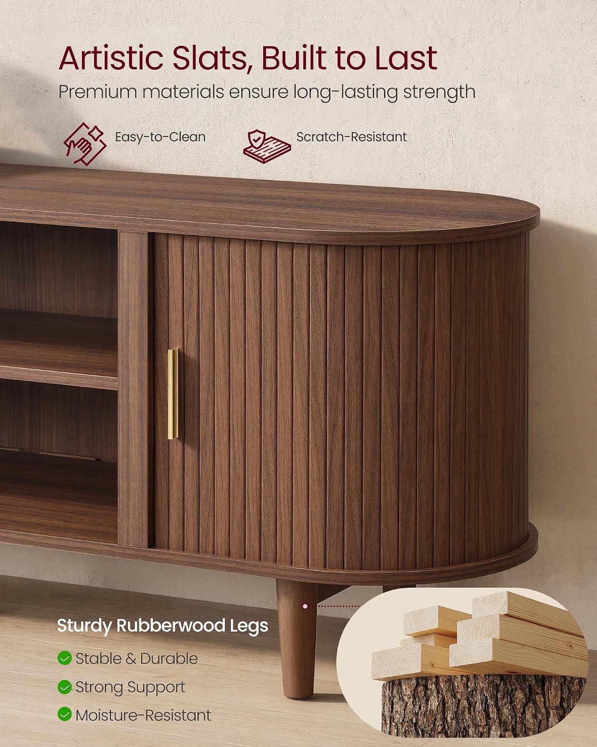 Mid Century Fluted TV Stand