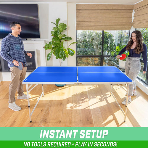 Adjustable Height 6x3ft Ping Pong Table Set